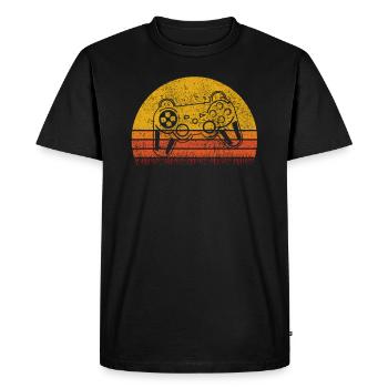Gamer Retro Game Game Jouer Sunset Cadeau - T-shirt Premium bio Homme - noir - Devant - Nico (187cm)