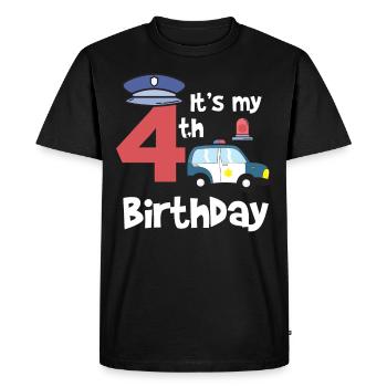 Police 4ème anniversaire année jeune enfant cadeau - T-shirt Premium bio Homme - noir - Devant - Nico (187cm)