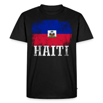 Vacances Vacances Haïti drapeau - T-shirt Premium bio Homme - noir - Devant - Nico (187cm)