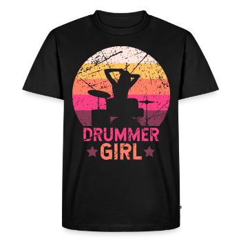 Batterie-batteur Girl batterie - T-shirt Premium bio Homme - noir - Devant - Nico (187cm)