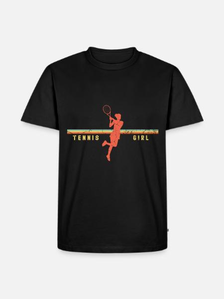 Tennis Mädchen - Männer Premium Bio T-Shirt - Schwarz