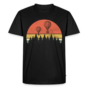 Balloon Flying Vintage Hot Air Balloon - Men's Premium Organic T-Shirt - black - Front - Nico (187cm)