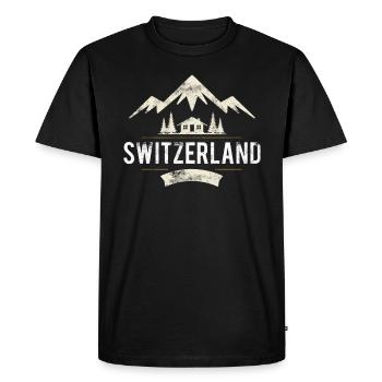 Montagnes suisses Alpes Suisse - T-shirt Premium bio Homme - noir - Devant - Nico (187cm)