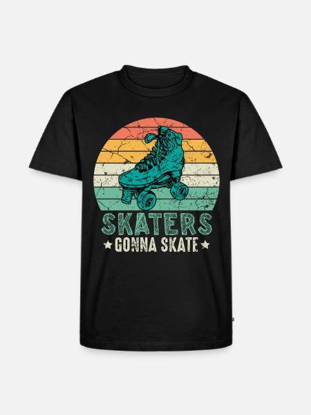 Rollschuhfahrer Retro Rollerskater - Männer Premium Bio T-Shirt - Schwarz