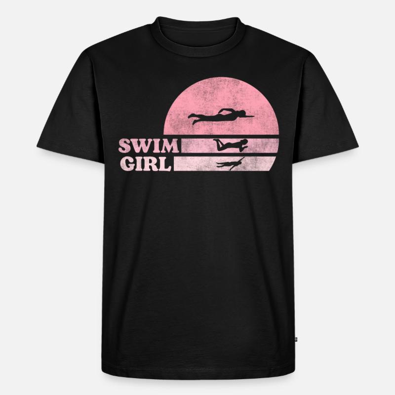 Schwimmerin Schwimmen Mädchen - Männer Premium Bio T-Shirt - Schwarz