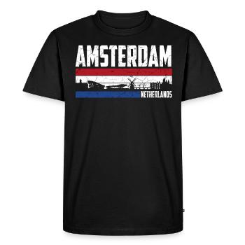 Amsterdam Skyline Heimatstadt Niederlande - T-shirt Premium bio Homme - noir - Devant - Nico (187cm)