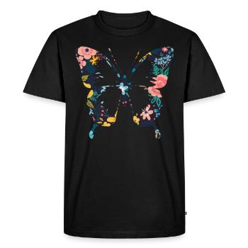 Jolies fleurs papillon - T-shirt Premium bio Homme - noir - Devant - Nico (187cm)