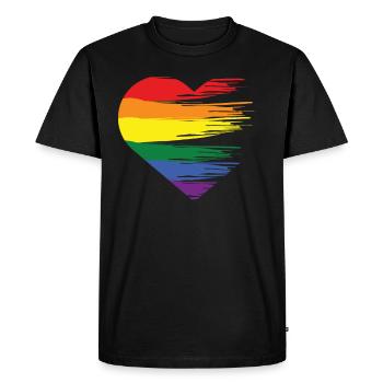 Rainbow Equality Heartbeat Gift - Men's Premium Organic T-Shirt - black - Front - Nico (187cm)