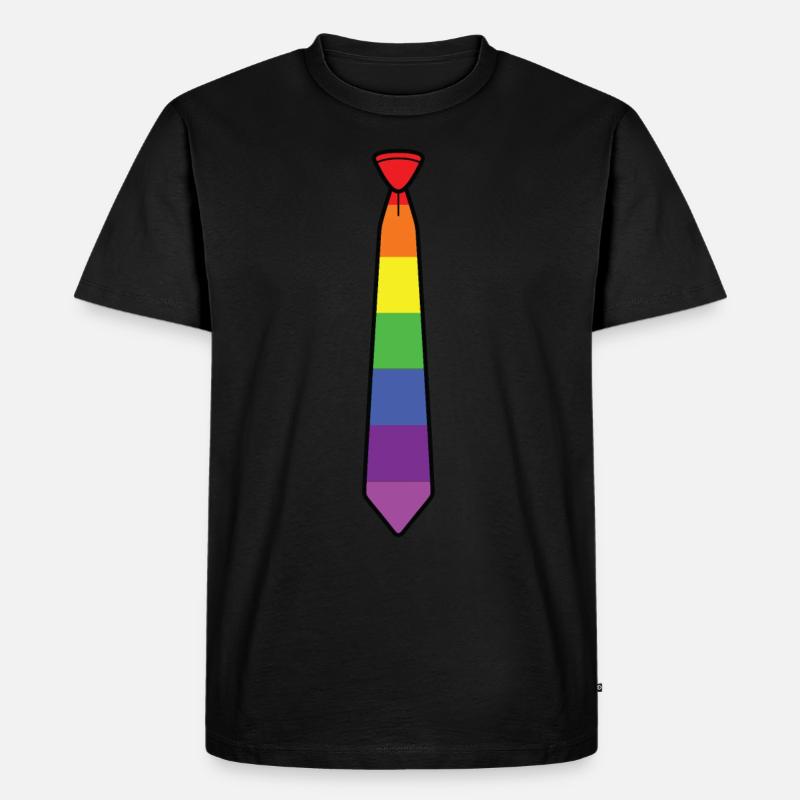 Krawatte Regenbogen Bunt Geschenk - Männer Premium Bio T-Shirt - Schwarz