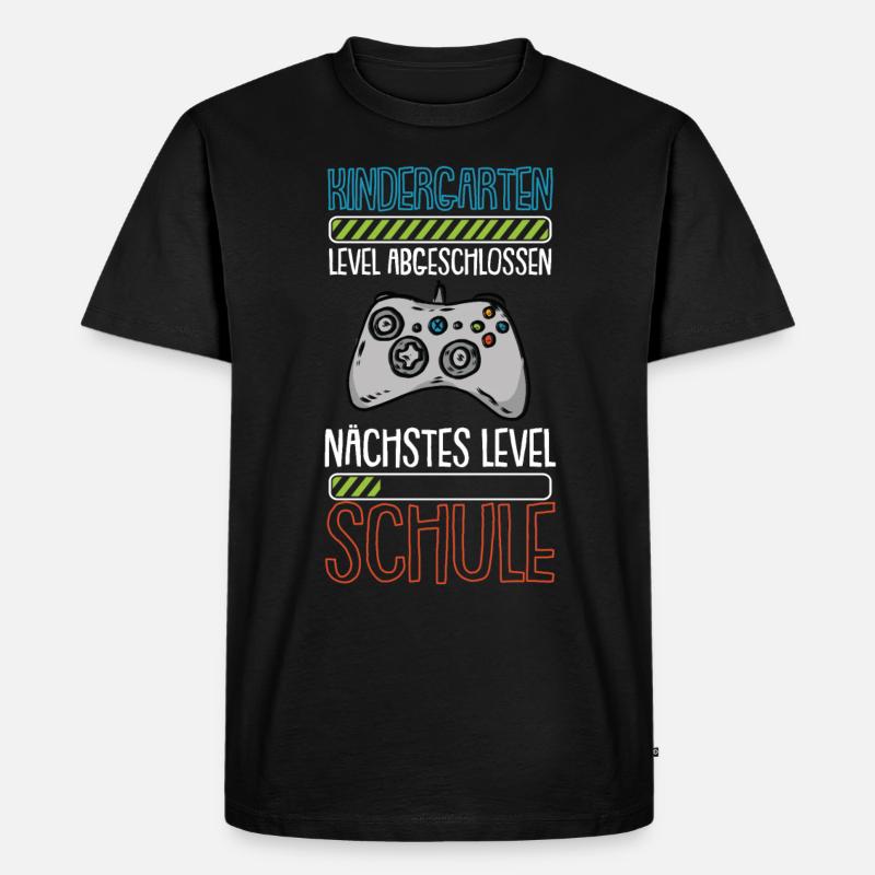 Einschulung Level Schule Schulanfang Geschenk - Männer Premium Bio T-Shirt - Schwarz