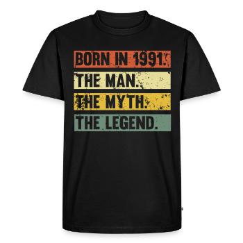 Vintage 1991 91 Birthday Retro Vintage Gift - Men's Premium Organic T-Shirt - black - Front - Nico (187cm)