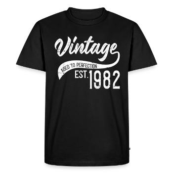 Vintage 1982 82 Anniversaire Rétro Millésime cadeau - T-shirt Premium bio Homme - noir - Devant - Nico (187cm)