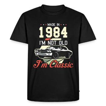 Vintage 1984 84 Birthday Retro Vintage Gift - Men's Premium Organic T-Shirt - black - Front - Nico (187cm)