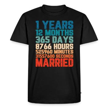 1 an marié Mariage Mariage Dire Cadeau - T-shirt Premium bio Homme - noir - Devant - Nico (187cm)