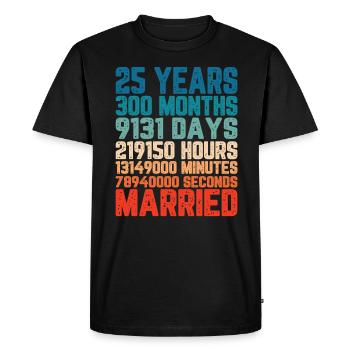 25 ans marié Mariage Mariage Dire Cadeau - T-shirt Premium bio Homme - noir - Devant - Nico (187cm)