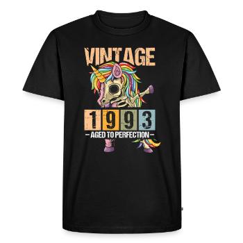 Birthday 1993 93 Unicorn Dab Vintage Gift - Men's Premium Organic T-Shirt - black - Front - Nico (187cm)