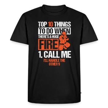 firefighter firefighter firefighter firefighter volunteer - Men's Premium Organic T-Shirt - black - Front - Nico (187cm)