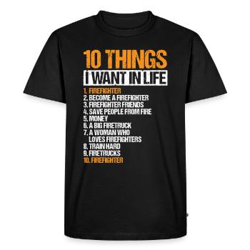 firefighter firefighter firefighter firefighter volunteer - Men's Premium Organic T-Shirt - black - Front - Nico (187cm)