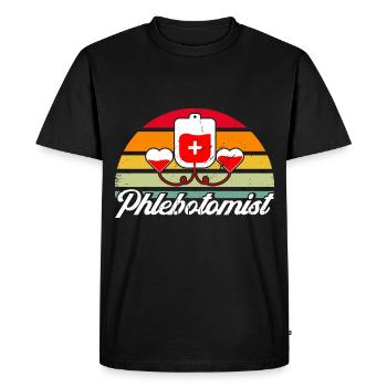 Prélèvement sanguin Phlébotomiste Phlébotomie Laboratoire Geschen - T-shirt Premium bio Homme - noir - Devant - Nico (187cm)