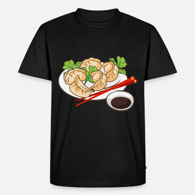 Dumplings Teller - Männer Premium Bio T-Shirt - Schwarz