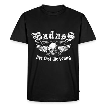 Dur à cuire à l’ancienne1 - T-shirt Premium bio Homme - noir - Devant - Nico (187cm)