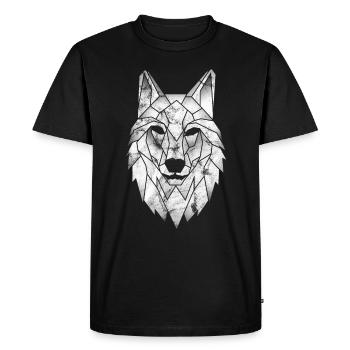 Cadeau de loups tatouage polygone poly triangle Wolf - T-shirt Premium bio Homme - noir - Devant - Nico (187cm)