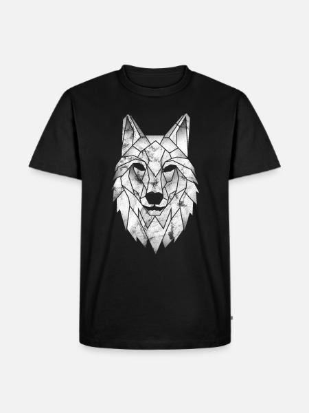 Wolf polygoon poly driehoek tattoo wolven cadeau - Mannen Premium Bio T-shirt - zwart