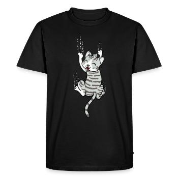 Scratching Cat Scratching Funny Gift - Men's Premium Organic T-Shirt - black - Front - Nico (187cm)