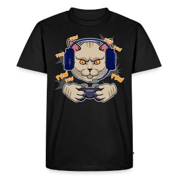 Cadeau de geek de jeu vidéo de jeu de chat de coureur - T-shirt Premium bio Homme - noir - Devant - Nico (187cm)