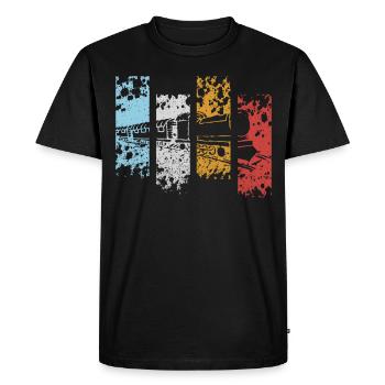 Train Trains Retro Vintage Locomotive Gift Geek - Men's Premium Organic T-Shirt - black - Front - Nico (187cm)