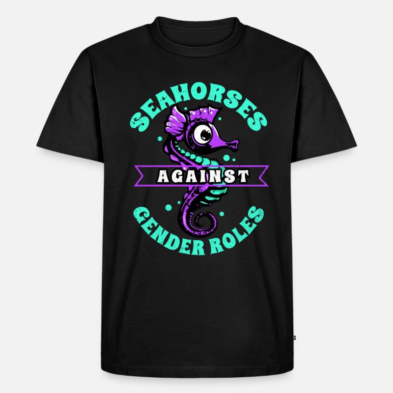 Seepferd - Männer Premium Bio T-Shirt - Schwarz