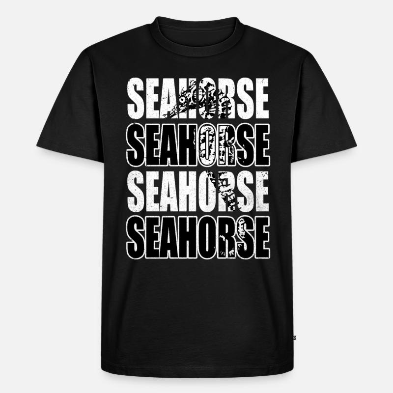 Seepferd - Männer Premium Bio T-Shirt - Schwarz