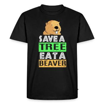 Beaver - Men's Premium Organic T-Shirt - black - Front - Nico (187cm)