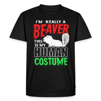 Beaver - Men's Premium Organic T-Shirt - black - Front - Nico (187cm)