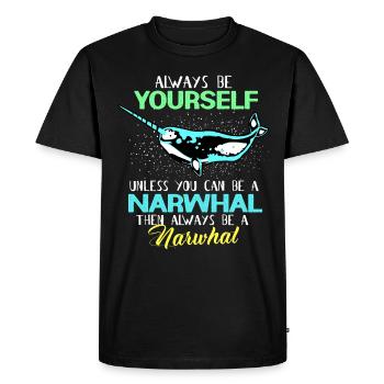 Narval cadeau de licorne Kawaii baleine plongée sous-marine - T-shirt Premium bio Homme - noir - Devant - Nico (187cm)