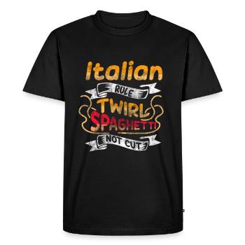 Pasta Spaghetti FSM Italy Pasta Pesto Cook - Men's Premium Organic T-Shirt - black - Front - Nico (187cm)