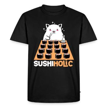 Sushi Go Riz Japon Tokyo Miso Nigiri Maki Udon - T-shirt Premium bio Homme - noir - Devant - Nico (187cm)
