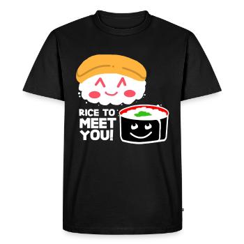 Sushi Go Riz Japon Tokyo Miso Nigiri Maki Udon - T-shirt Premium bio Homme - noir - Devant - Nico (187cm)