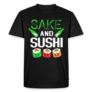 Sushi Go Riz Japon Tokyo Miso Nigiri Maki Udon - T-shirt Premium bio Homme - noir - Devant - Nico (187cm)