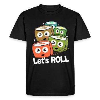 Sushi Go Riz Japon Tokyo Miso Nigiri Maki Udon - T-shirt Premium bio Homme - noir - Devant - Nico (187cm)