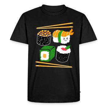 Sushi Go Riz Japon Tokyo Miso Nigiri Maki Udon - T-shirt Premium bio Homme - noir - Devant - Nico (187cm)