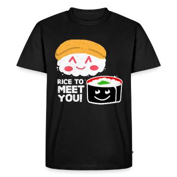 Sushi - Men's Premium Organic T-Shirt - black - Front - Nico (187cm)