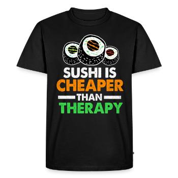 Sushi Go Riz Japon Tokyo Miso Nigiri Maki Udon - T-shirt Premium bio Homme - noir - Devant - Nico (187cm)