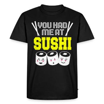 Sushi Go Riz Japon Tokyo Miso Nigiri Maki Udon - T-shirt Premium bio Homme - noir - Devant - Nico (187cm)