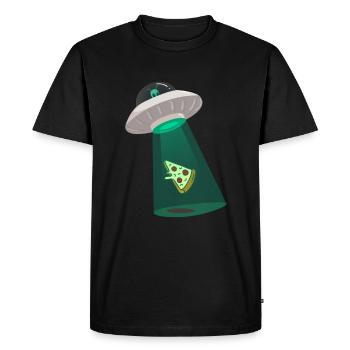Pizza alien with UFO - Pizza Alien avec UFO - T-shirt Premium bio Homme - noir - Devant - Nico (187cm)