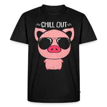 Porc - T-shirt Premium bio Homme - noir - Devant - Nico (187cm)