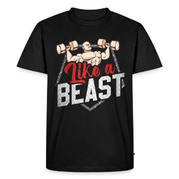 Like a Beast training Kraftsport body building - T-shirt Premium bio Homme - noir - Devant - Nico (187cm)