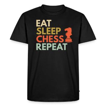 Chess Funny Eating Sleep Chess Repeat - T-shirt Premium bio Homme - noir - Devant - Nico (187cm)