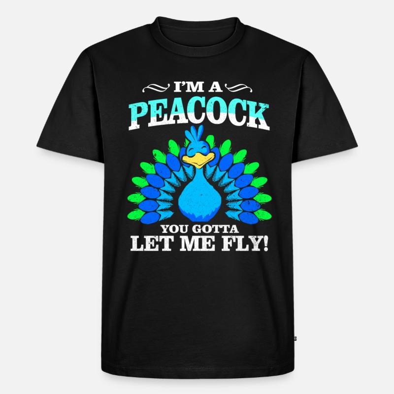 Pfau - Männer Premium Bio T-Shirt - Schwarz