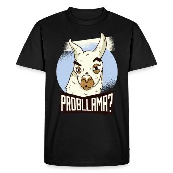 Lama Problem Funny No Probllama Gift Geek Sweet - Men's Premium Organic T-Shirt - black - Front - Nico (187cm)